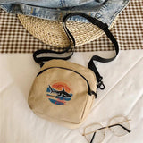 Women Canvas Mini Student Crossbody Bag Casual Flap Shoulder Bag