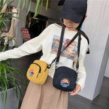 Women Canvas Mini Student Crossbody Bag Casual Flap Shoulder Bag