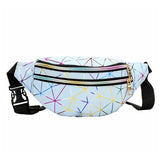 Geometric Pattern Waist Bag PU Leather Belt Chest Phone Pouch Unisex Purse