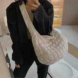 Large Capacity Quilted Crossbody Bag Women Handbag Nylon Tote Shoulder Ba