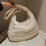 Large Capacity Quilted Crossbody Bag Women Handbag Nylon Tote Shoulder Ba