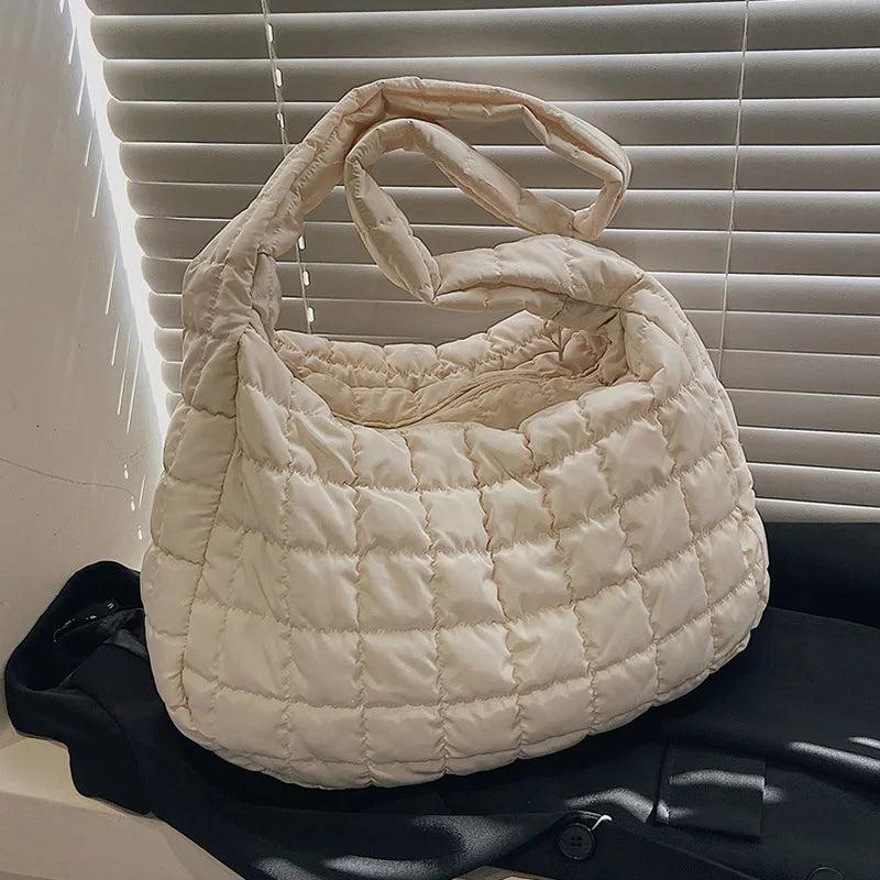 Large Capacity Quilted Crossbody Bag Women Handbag Nylon Tote Shoulder Ba