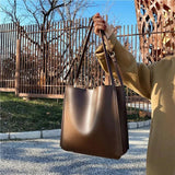 Solid Shopper Bag Women Shoulder Bag Women Tote Bag PU Leather Handbag