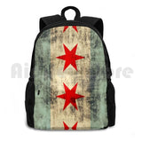 Vintage Chicago Flag Outdoor Hiking Backpack