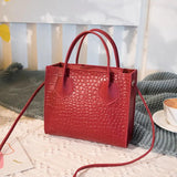 CAIDA Crocodile Crossbody Handbag Vintage Style Shoulder Bag Tote