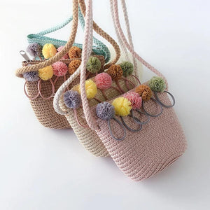 Kids Mini Shoulder Bag Straw Beach Bag Girls Rattan Bag