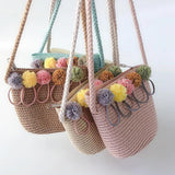 Kids Mini Shoulder Bag Straw Beach Bag Girls Rattan Bag