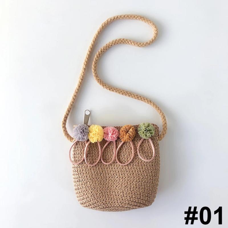 Kids Mini Shoulder Bag Straw Beach Bag Girls Rattan Bag