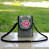 Vintage Floral Embroidered Crossbody Bag Women Handbag