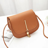 Women Tassel Crossbody Bag PU Leather Small Flap Shoulder Bag