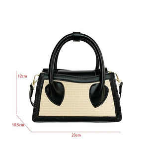 Small Straw Hourglass Handbag Top-Handle Tote Women Shoulder Messenger Bag