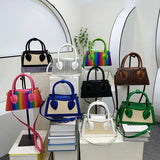 Small Straw Hourglass Handbag Top-Handle Tote Women Shoulder Messenger Bag