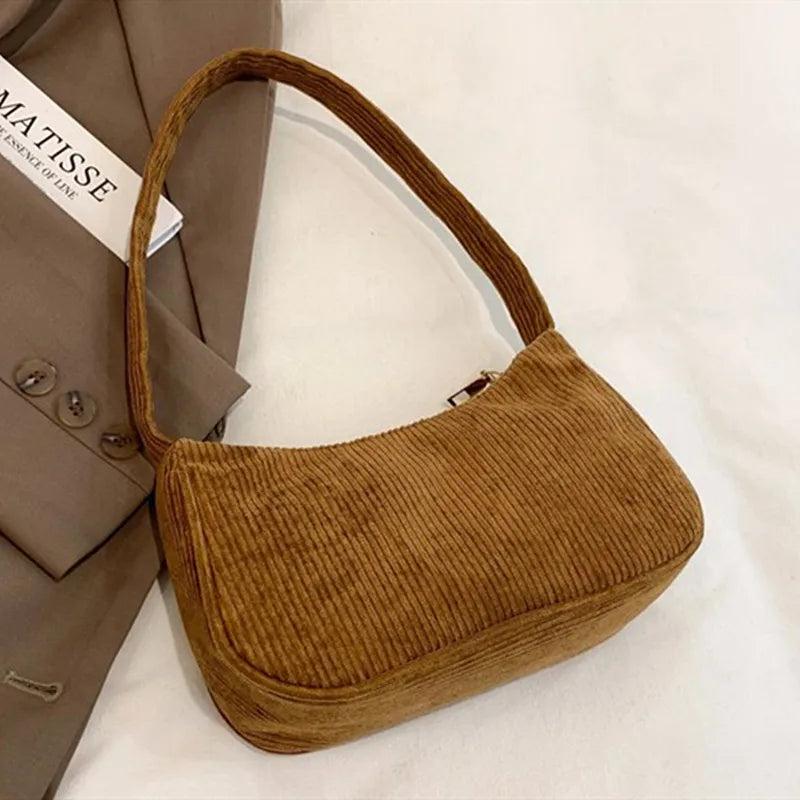 Corduroy Underarm Bag Winter Shoulder Handbag