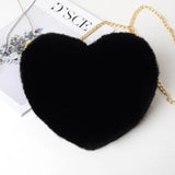 Heart Shaped Faux Fur Chain Shoulder Bag for Women Winter