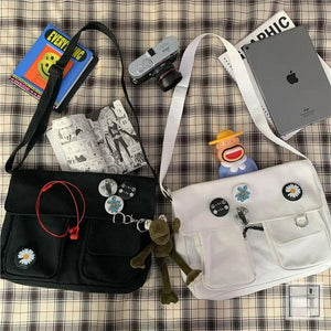 Canvas Messenger Bag Harajuku Style Multifunctional Outdoor Travel Student