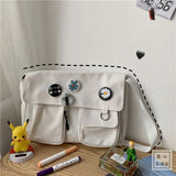 Canvas Messenger Bag Harajuku Style Multifunctional Outdoor Travel Student