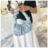 Summer Pleated Handlebags For Women Pu Cloud Bags Leisure Bag