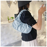 Summer Pleated Handlebags For Women Pu Cloud Bags Leisure Bag