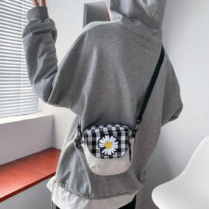 Plaid Shoulder Bags Women Crossbody Casual Flap Canvas Small Bag