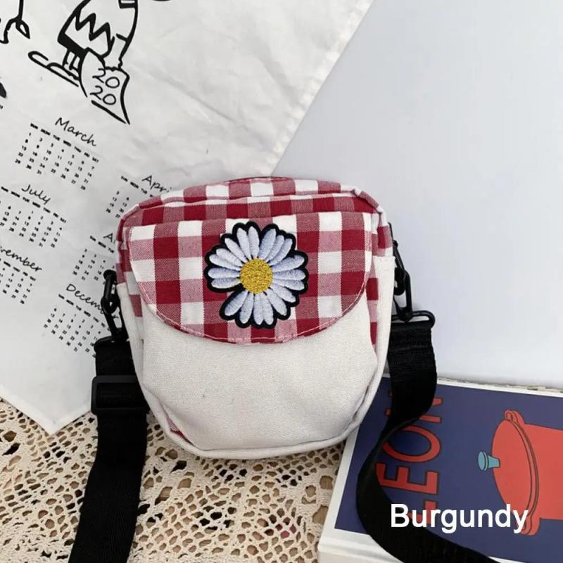 Plaid Shoulder Bags Women Crossbody Casual Flap Canvas Small Bag