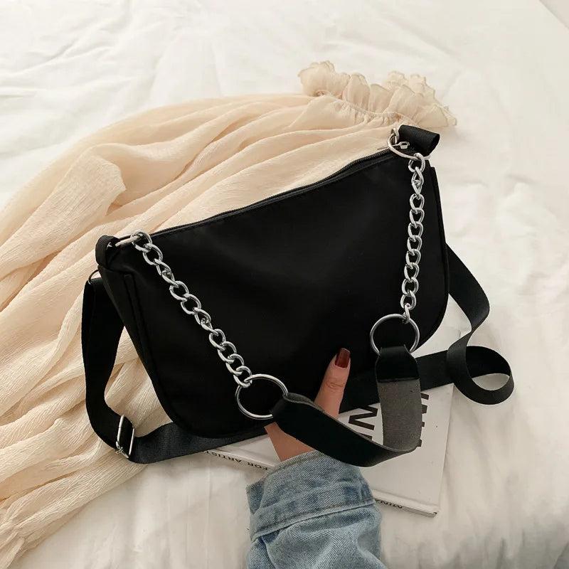 Casual Nylon Chain Crossbody Bag Women Vintage Shoulder Bag