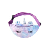Women Flannel Waist Pack Unicorn Eyelash Shoulder Belt Bag
