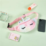 Women Flannel Waist Pack Unicorn Eyelash Shoulder Belt Bag