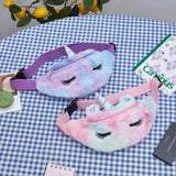 Women Flannel Waist Pack Unicorn Eyelash Shoulder Belt Bag
