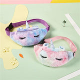 Women Flannel Waist Pack Unicorn Eyelash Shoulder Belt Bag