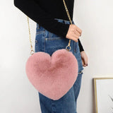 Women Faux Fur Crossbody Wallet Purse Chain Shoulder Bag Lady Handbag