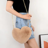 Women Faux Fur Crossbody Wallet Purse Chain Shoulder Bag Lady Handbag