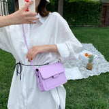 Women Small Crossbody Bag Lightweight PU Leather Messenger Bag Flap Handbag