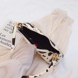 Vintage Cow Milk Handbag Bamboo Handle Big Capacity Tote Shopping Bag
