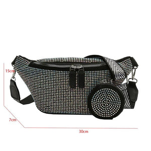 Diamond Studded Fanny Pack Women Crossbody Chest Bag