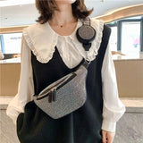 Diamond Studded Fanny Pack Women Crossbody Chest Bag