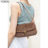 YOZOU Brown Corduroy Handbags Wallet Shoulder Bag Brandy Beach Holiday