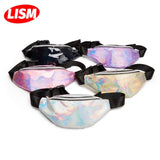 Women's Laser Waist Bag Colorful Slim Fanny Pack Waterproof Belt Pouch