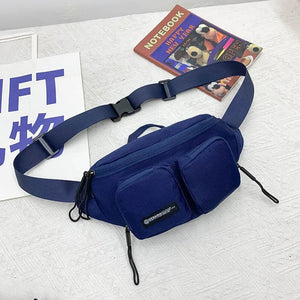Casual Large Waist Bag For Men High Chest Bag Unisex Zip Belt Bag