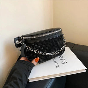 Diamond Leather Waist Belt Bag Ladies Fanny Pack Shoulder Crossbody Chest Bags