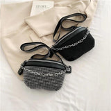 Diamond Leather Waist Belt Bag Ladies Fanny Pack Shoulder Crossbody Chest Bags