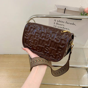 Vintage Embossed Half Moon Women Bag PU Leather Shoulder Bag