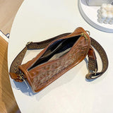Vintage Embossed Half Moon Women Bag PU Leather Shoulder Bag