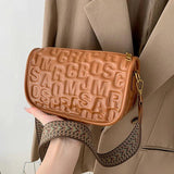 Vintage Embossed Half Moon Women Bag PU Leather Shoulder Bag