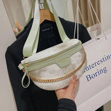 Women Chain Waist Bag PU Leather Fanny Pack