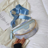 Women Chain Waist Bag PU Leather Fanny Pack