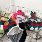 Women's Plaid Knitted Handbag Girls Versatile Ladies Casual