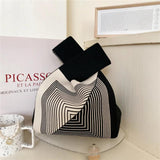 Women's Plaid Knitted Handbag Girls Versatile Ladies Casual