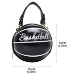 Women Basketball Round Crossbody Shoulder Bag PU Leather Tote Purse Handbag