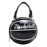 Women Basketball Round Crossbody Shoulder Bag PU Leather Tote Purse Handbag