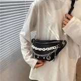Chain Waist Bag Solid Color Western Style Crossbody Bag for Women